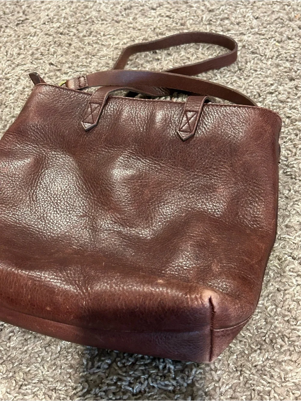 Madewell Small Zip Tote Transport Leather Crossbody Bag  Burgundy